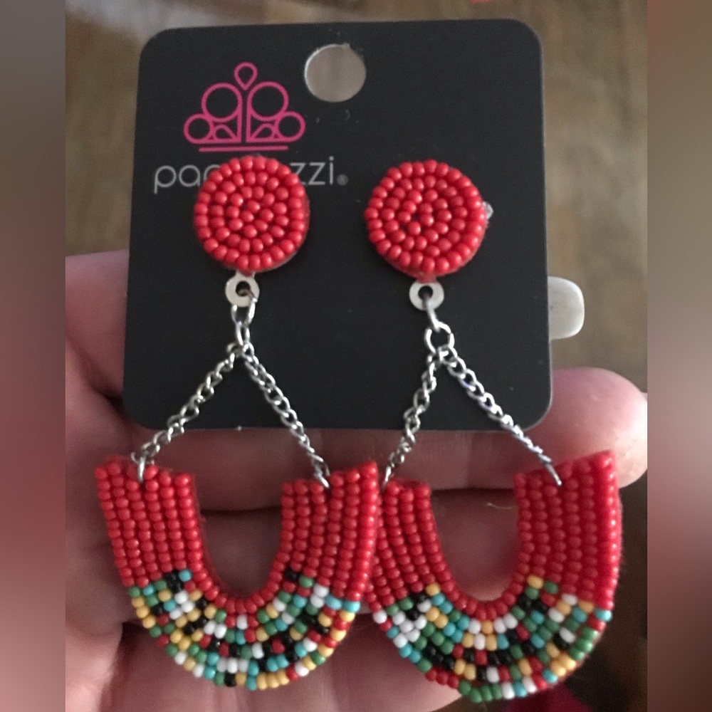 Paparazzi Red Sea beads earrings